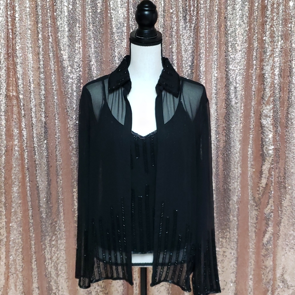 Cache Beaded Shirt and Camisole